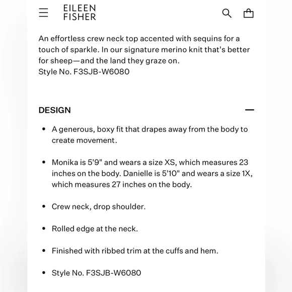Eileen Fisher Merino Sequin Crew Neck Top size 3X, NWTs - Picture 13 of 14